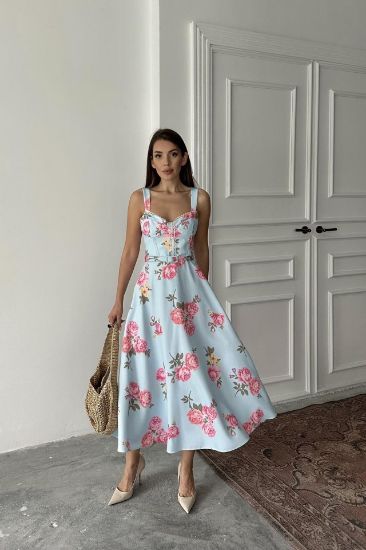 Bebe Mavi İnce Kemer Detaylı Elbise resmi